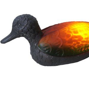Amber Green and Glass Metal Mallard Duck Table Lamp Night Light - Dale Tiffany